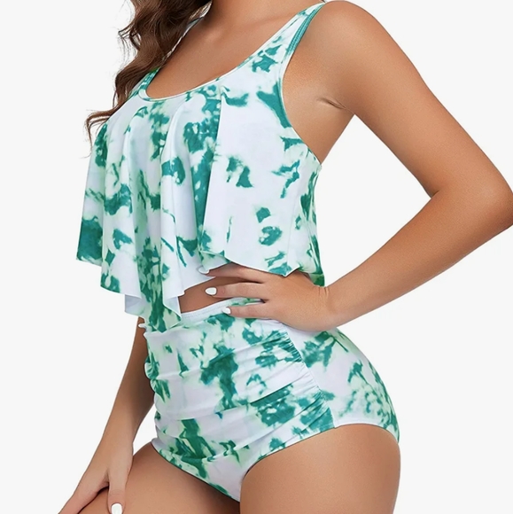 Edelqual Tankini Swimsuit for Women Two Piece Cross Strap Tummy Control Swimwear - Picture 2 of 6